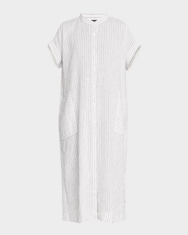 Striped Organic Linen Midi Dress
